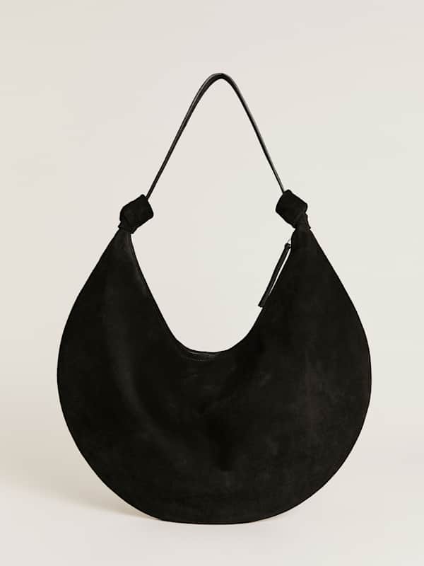 Rhea Hobo Bag - Black Suede